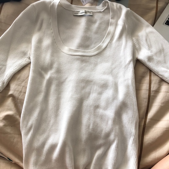 Zara white knit scoop neck sweater - Picture 1 of 1